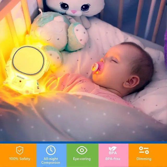 Alt view image 5 of 5 - Ecocleanpath Astronaut Night Light for Kids - Color Changing, Timer, USB Rechargeable Nursery Lamp (White)