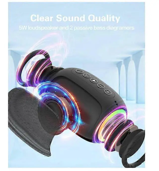 Alt view image 2 of 5 - Ecocleanpath 5W Portable Bluetooth Speaker with 10H Playtime, TWS Sync, Multi Modes & Color Lights - Black