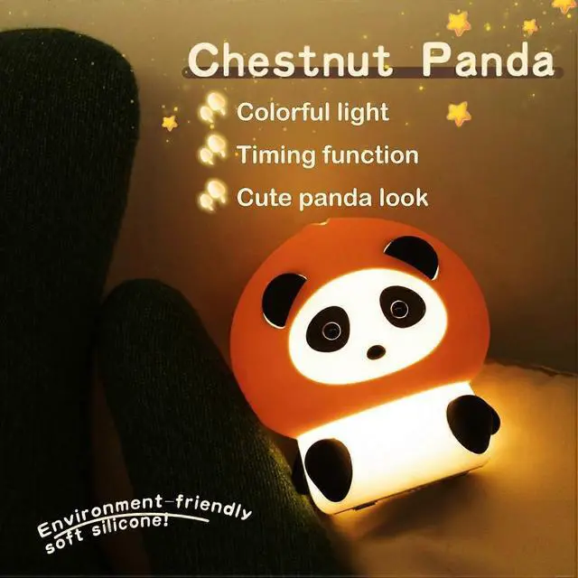 Alt view image 2 of 5 - Ecocleanpath Cute Panda Night Light, 7-Color Changing LED, Touch Dimmable Timer, USB Rechargeable Kids Bedside Lamp (Brown)