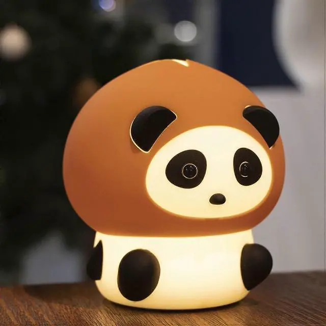 Alt view image 5 of 5 - Ecocleanpath Cute Panda Night Light, 7-Color Changing LED, Touch Dimmable Timer, USB Rechargeable Kids Bedside Lamp (Brown)