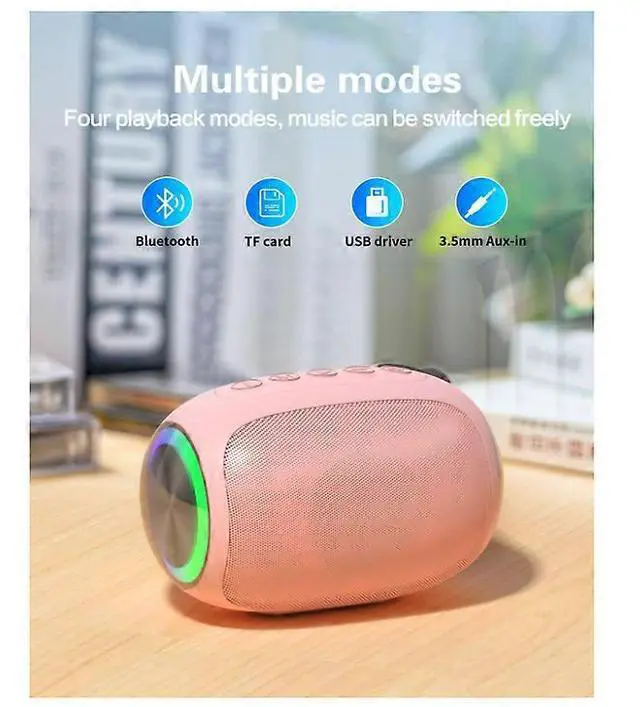 Alt view image 5 of 5 - Ecocleanpath 5W Portable Bluetooth Speaker with Colorful Lights, 10H Playtime, TWS Pairing for Home & Outdoors (Pink)