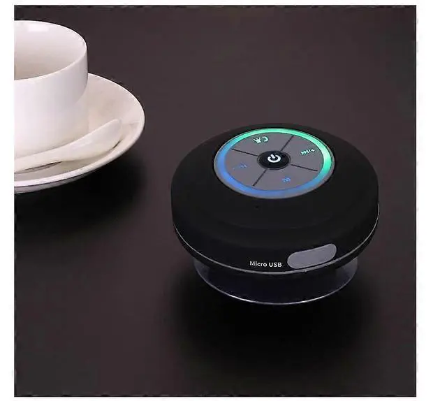 Alt view image 2 of 5 - Ecocleanpath Black LED Bluetooth Shower Speaker with Suction Cup, Waterproof Built-in Mic for Bath & Outdoor