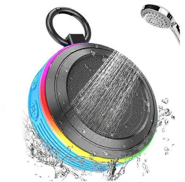 Main image of Ecocleanpath IPX7 Waterproof Bluetooth Speaker with LED Lights, FM Radio, Suction Cup, 10W Stereo Sound - Blue