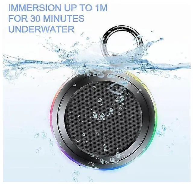 Alt view image 2 of 5 - Ecocleanpath T9 Portable Bluetooth Speaker with Light Show, IPX7 Waterproof, FM Radio & Microphone, Black