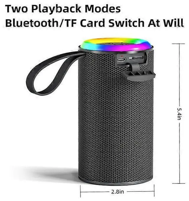 Alt view image 2 of 5 - Ecocleanpath Black Bluetooth Speaker with IPX5 Waterproof, TWS Dual Pairing, RGB Lights & Built-in Mic