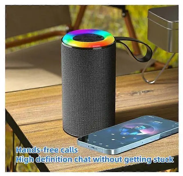 Alt view image 4 of 5 - Ecocleanpath Black Bluetooth Speaker with IPX5 Waterproof, TWS Dual Pairing, RGB Lights & Built-in Mic