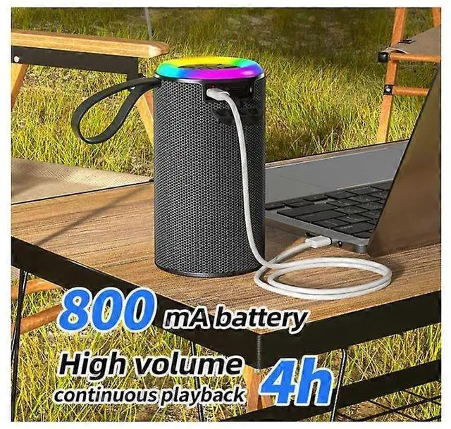 Alt view image 5 of 5 - Ecocleanpath Black Bluetooth Speaker with IPX5 Waterproof, TWS Dual Pairing, RGB Lights & Built-in Mic