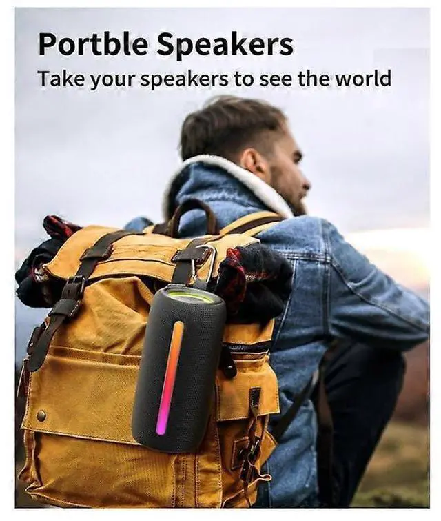 Alt view image 3 of 5 - Ecocleanpath 10W HD Bluetooth 5.3 Speaker with RGB Lights, IPX5 Waterproof, True Wireless Pairing - Black