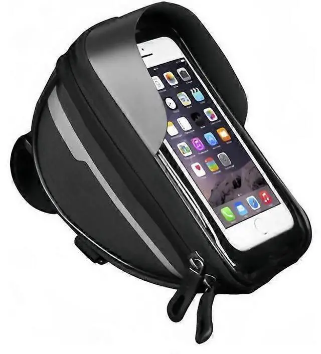 Main image of Ecocleanpath Waterproof EVA Bike Phone Mount Bag with Rain Cover, Universal 6.8" Touchscreen Holder & Storage Pouch (Black)