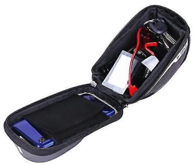 Alt view image 2 of 5 - Ecocleanpath Waterproof EVA Bike Phone Mount Bag with Rain Cover, Universal 6.8" Touchscreen Holder & Storage Pouch (Black)