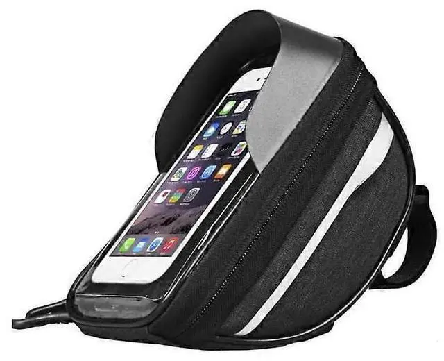 Alt view image 4 of 5 - Ecocleanpath Waterproof EVA Bike Phone Mount Bag with Rain Cover, Universal 6.8" Touchscreen Holder & Storage Pouch (Black)