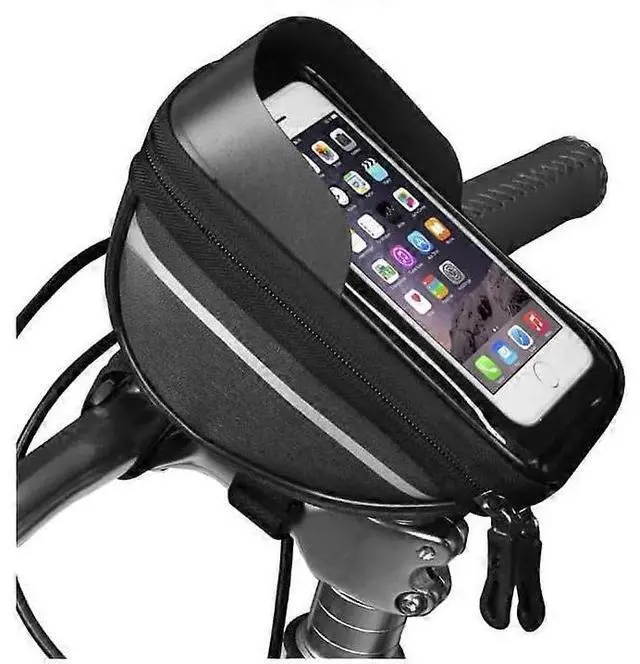 Alt view image 5 of 5 - Ecocleanpath Waterproof EVA Bike Phone Mount Bag with Rain Cover, Universal 6.8" Touchscreen Holder & Storage Pouch (Black)