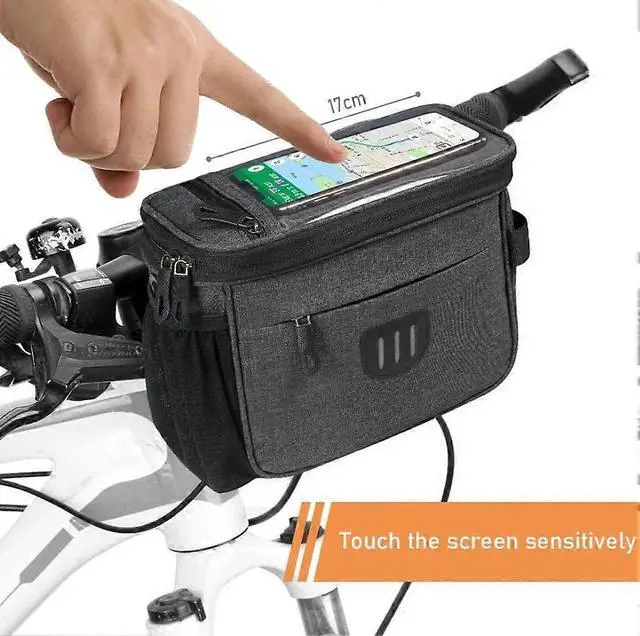Alt view image 3 of 5 - Ecocleanpath 6L Waterproof Bike Handlebar Bag, Gray Cycling Phone Holder for Mountain & Folding Bikes