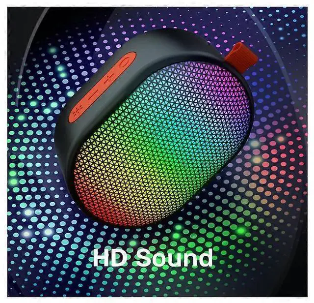 Alt view image 2 of 5 - Ecocleanpath D68K Portable Bluetooth Speaker with RGB Lights, 5W HD Sound, Waterproof, TWS Pairing (Gray)