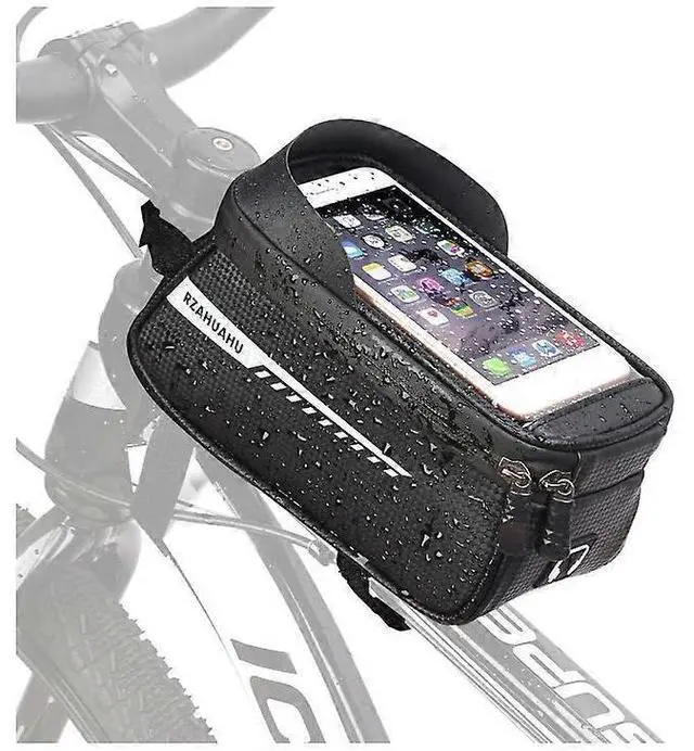 Main image of Ecocleanpath Waterproof Bike Frame Bag with Phone Holder & Sun Visor, 6.5" Phone Compatible, Black