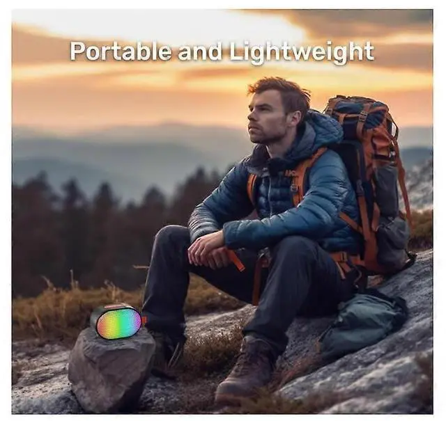 Alt view image 5 of 5 - Ecocleanpath D68K Portable Bluetooth Speaker with RGB Lights, 5W HD Sound, Waterproof, TWS Pairing (Gray)