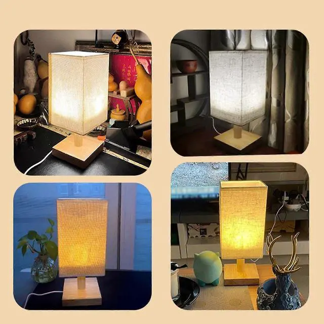 Alt view image 5 of 5 - Ecocleanpath Square Fabric LED Table Lamp - Yellow Night Stand Light for Bedroom, Study & Living Room