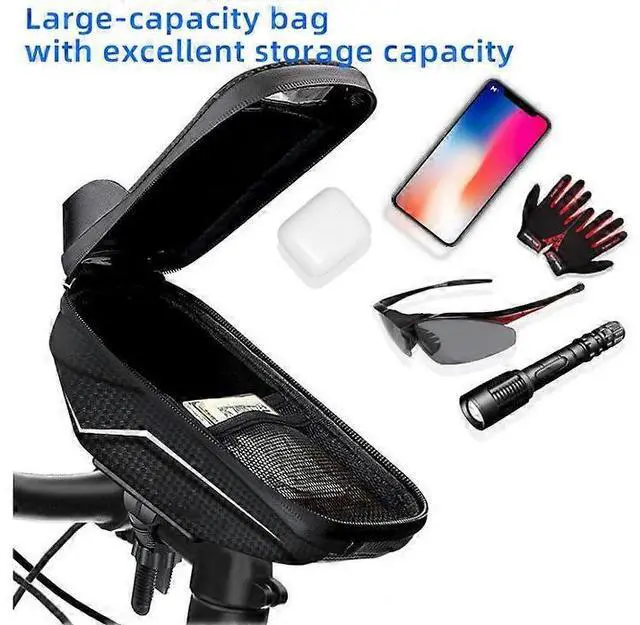 Alt view image 5 of 5 - Ecocleanpath Waterproof Bike Frame Bag with TPU Touchscreen & Headphone Hole, Fits Phones Up to 6.8 Inch (Black)