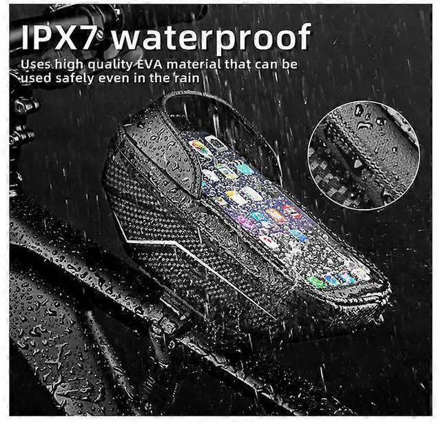 Alt view image 4 of 5 - Ecocleanpath Waterproof Bike Frame Bag with TPU Touchscreen & Headphone Hole, Fits Phones Up to 6.8 Inch (Black)