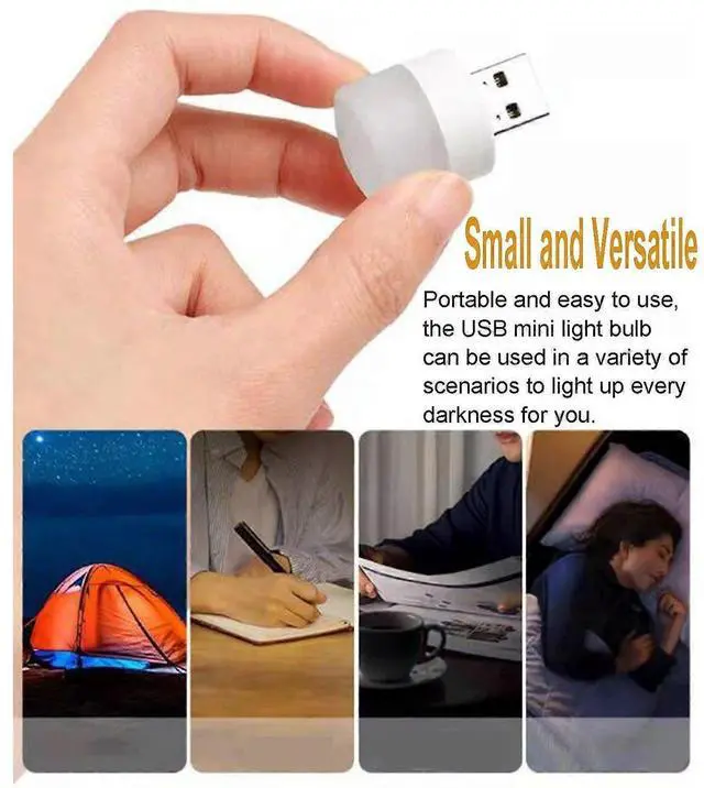 Alt view image 5 of 5 - Ecocleanpath 6-Pack USB LED Night Light, Warm White Plug-in Mini Bulb for Bedroom, Bathroom, Hallway