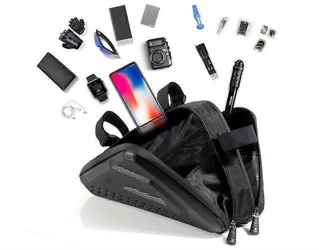 Alt view image 3 of 5 - Ecocleanpath Waterproof Bike Frame Bag, Front Tube Handlebar Storage for Phones & Gear, Black