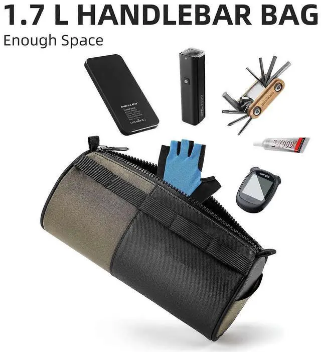 Alt view image 5 of 5 - Ecocleanpath 1.7L Bike Handlebar Bag with Shoulder Strap - Reflective, Universal Fit for Road/Mountain/Gravel Bikes (Black)