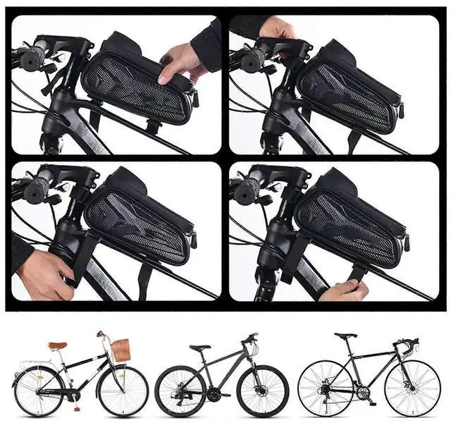 Alt view image 2 of 5 - Ecocleanpath Waterproof Bike Handlebar Bag with Sun Visor & TPU Touch Screen - Mountain Cycling Storage (Black)