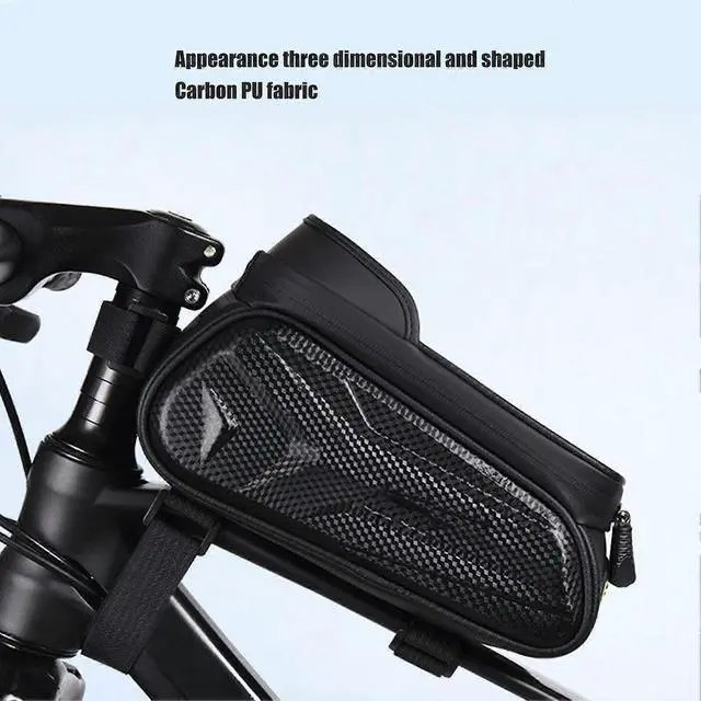 Alt view image 3 of 5 - Ecocleanpath Waterproof Bike Handlebar Bag with Sun Visor & TPU Touch Screen - Mountain Cycling Storage (Black)