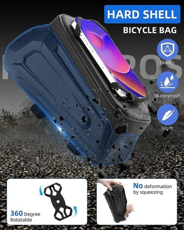Alt view image 3 of 5 - Ecocleanpath 360° Rotatable Phone Holder Bike Frame Bag, Waterproof Top Tube Pouch for Mountain/Road/E-Bikes