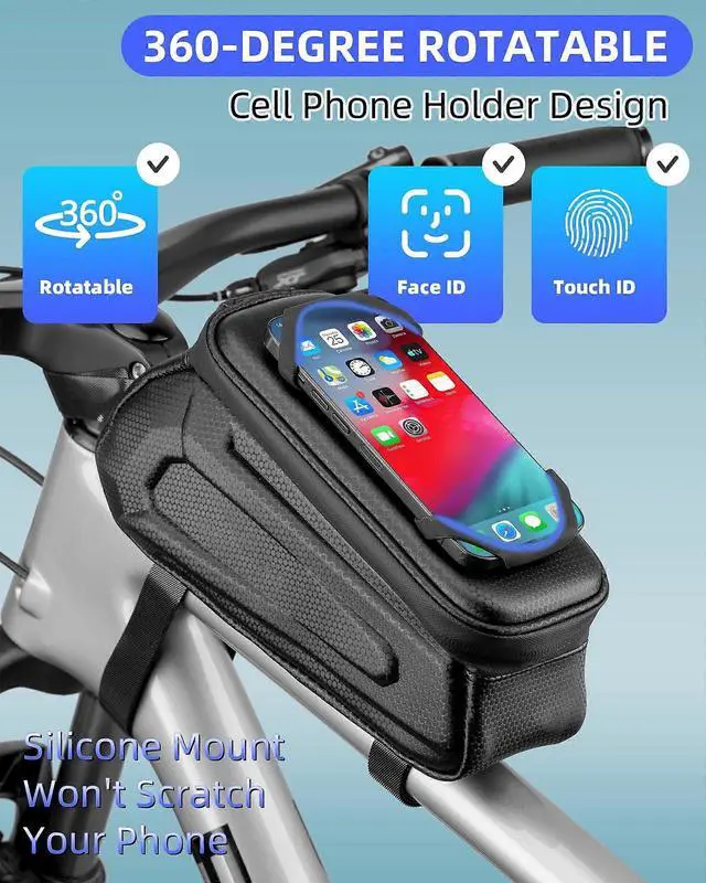 Alt view image 2 of 5 - Ecocleanpath 360° Rotatable Phone Holder Bike Frame Bag, Waterproof Top Tube Pouch for Mountain/Road/E-Bikes