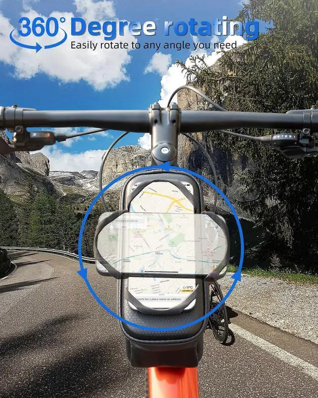 Alt view image 5 of 5 - Ecocleanpath 360° Rotatable Phone Holder Bike Frame Bag, Waterproof Top Tube Pouch for Mountain/Road/E-Bikes