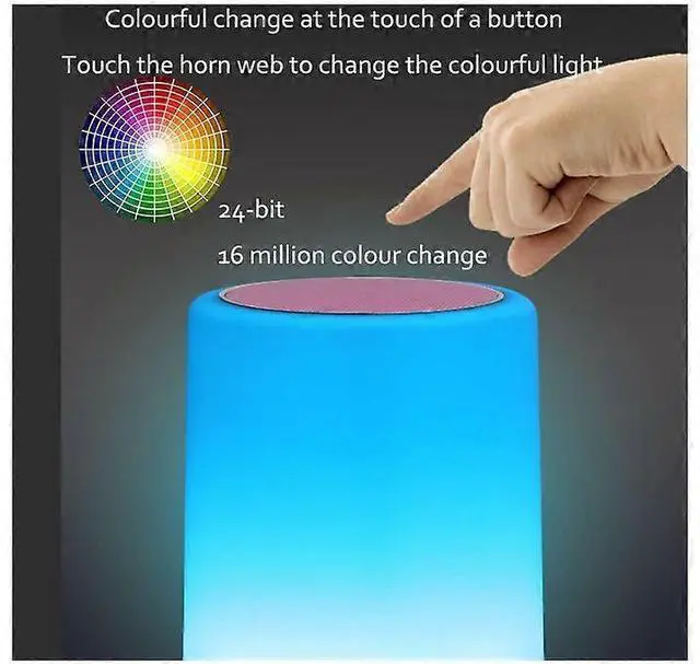 Alt view image 2 of 5 - Ecocleanpath Bluetooth Speaker Bedside Lamp with RGB Color Changing, LED Touch Night Light & Alarm Clock, White - Kids & Teens Gift
