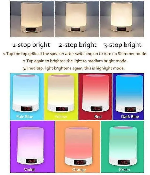 Alt view image 3 of 5 - Ecocleanpath Bluetooth Speaker Bedside Lamp with RGB Color Changing, LED Touch Night Light & Alarm Clock, White - Kids & Teens Gift