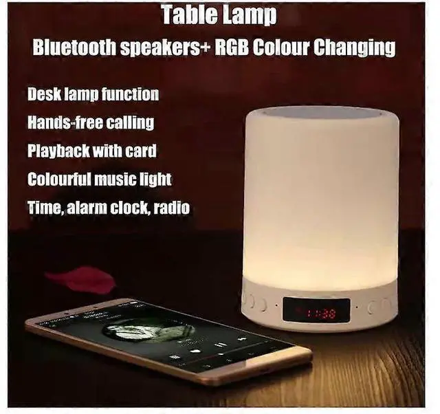 Alt view image 5 of 5 - Ecocleanpath Bluetooth Speaker Bedside Lamp with RGB Color Changing, LED Touch Night Light & Alarm Clock, White - Kids & Teens Gift