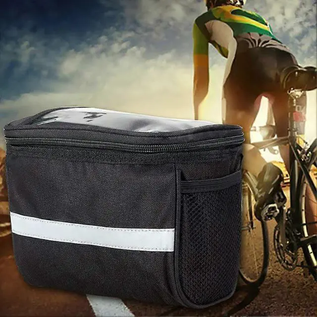 Alt view image 3 of 5 - Ecocleanpath Large Waterproof Bike Handlebar Bag, 840D Polyester Cycling Pouch for Road & Mountain Bikes (Black)