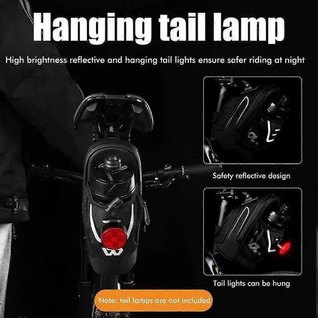 Alt view image 2 of 5 - Ecocleanpath Waterproof Bike Saddle Bag with Bottle Holder & Reflective Strip - Black MTB BMX Road Bike Storage