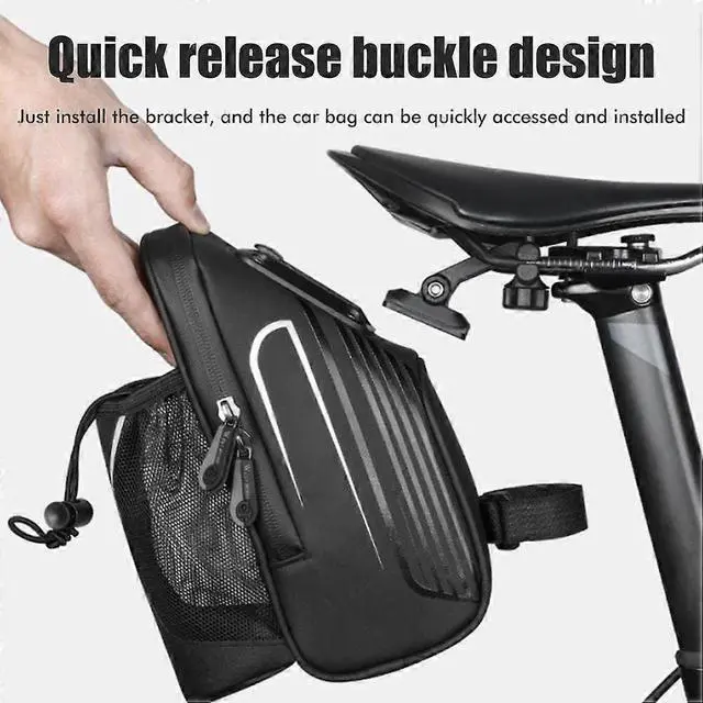 Alt view image 4 of 5 - Ecocleanpath Waterproof Bike Saddle Bag with Bottle Holder & Reflective Strip - Black MTB BMX Road Bike Storage
