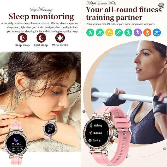 Alt view image 2 of 5 - Ecocleanpath Women's Waterproof Smart Watch with Heart Rate Monitor, 5ATM Fitness Tracker & Customizable Watch Faces