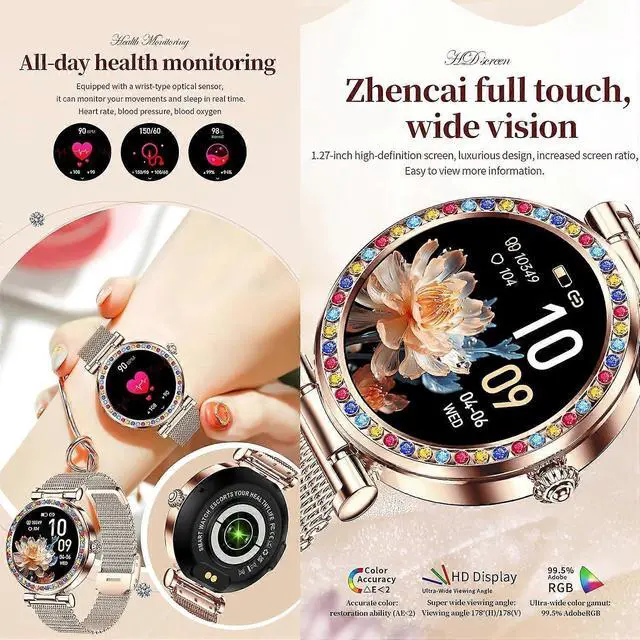 Alt view image 4 of 5 - Ecocleanpath Women's Waterproof Smart Watch with Heart Rate Monitor, 5ATM Fitness Tracker & Customizable Watch Faces