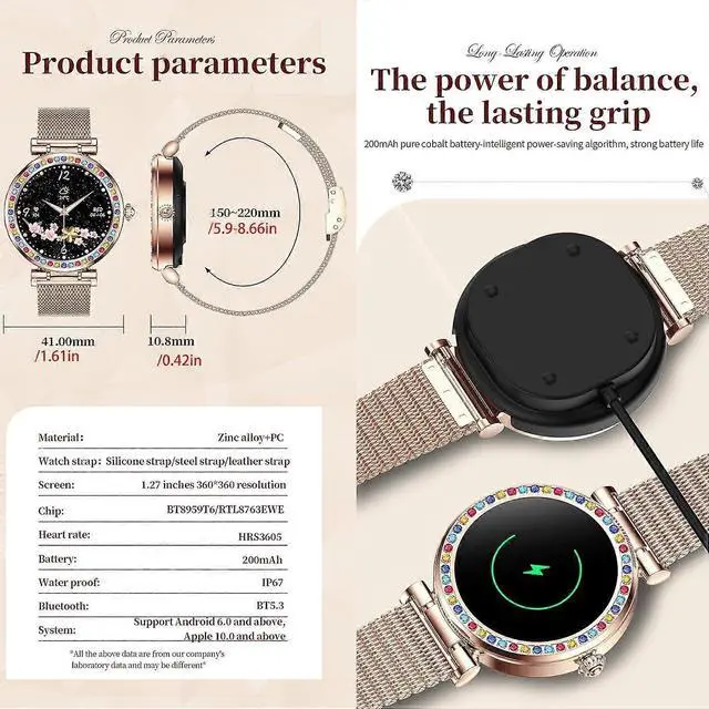 Alt view image 3 of 5 - Ecocleanpath Women's Waterproof Smart Watch with Heart Rate Monitor, 5ATM Fitness Tracker & Customizable Watch Faces