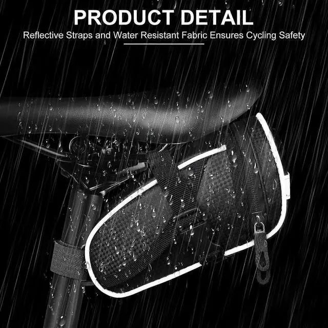 Alt view image 4 of 5 - Ecocleanpath Waterproof Bike Saddle Bag, 1L Under Seat Storage with Reflective Straps, Black