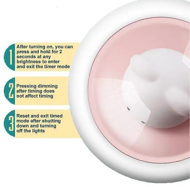 Alt view image 4 of 5 - Ecocleanpath Rechargeable Mouse Night Light for Kids - 3 Brightness Levels, 20-Min Timer, Pink LED Nursery Lamp