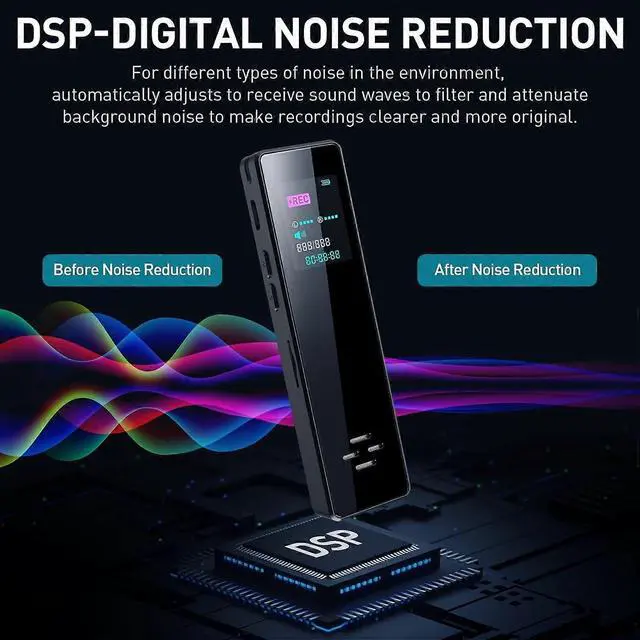 Alt view image 3 of 5 - Ecocleanpath Digital Voice Recorder with Noise Reduction, 20H Battery, MP3 Player for Lectures & Meetings [Black]