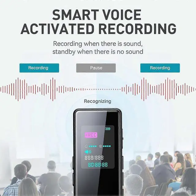 Alt view image 5 of 5 - Ecocleanpath Digital Voice Recorder with Noise Reduction, 20H Battery, MP3 Player for Lectures & Meetings [Black]