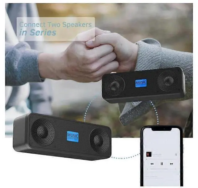 Alt view image 3 of 5 - Ecocleanpath 5W Portable Bluetooth Speaker with FM Radio, AUX/TF, 8H Playtime - Black