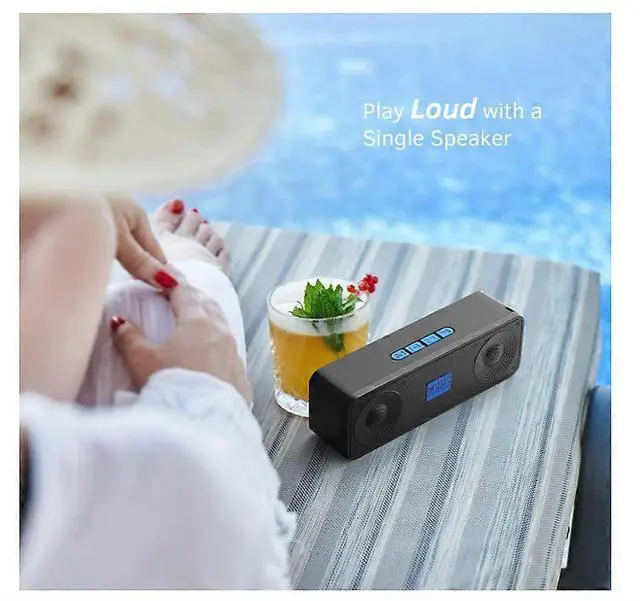 Alt view image 4 of 5 - Ecocleanpath 5W Portable Bluetooth Speaker with FM Radio, AUX/TF, 8H Playtime - Black