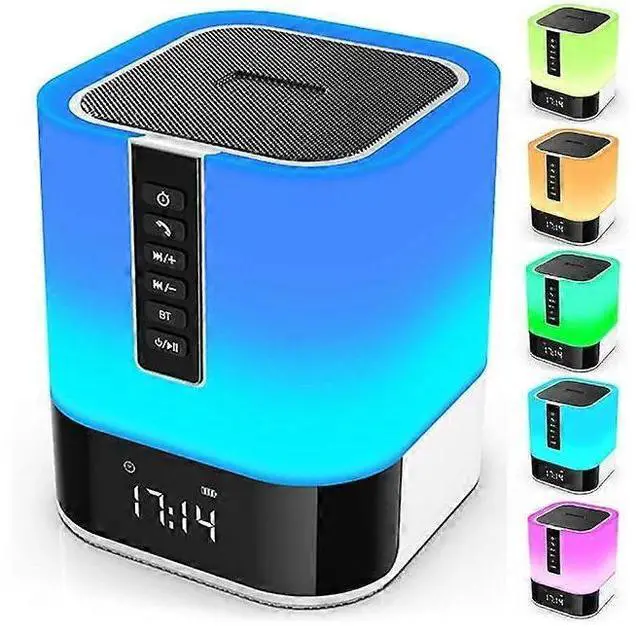 Main image of Ecocleanpath White 5-in-1 Bluetooth Night Light Speaker - Dimmable Touch Lamp, Alarm Clock, Gift