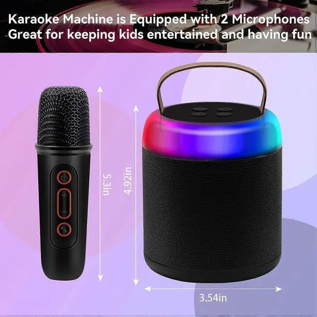 Alt view image 2 of 5 - Ecocleanpath Mini Karaoke Machine with 2 Wireless Mics, Portable Bluetooth Speaker for Kids & Adults, Birthday Gift
