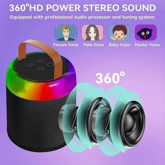 Alt view image 5 of 5 - Ecocleanpath Mini Karaoke Machine with 2 Wireless Mics, Portable Bluetooth Speaker for Kids & Adults, Birthday Gift