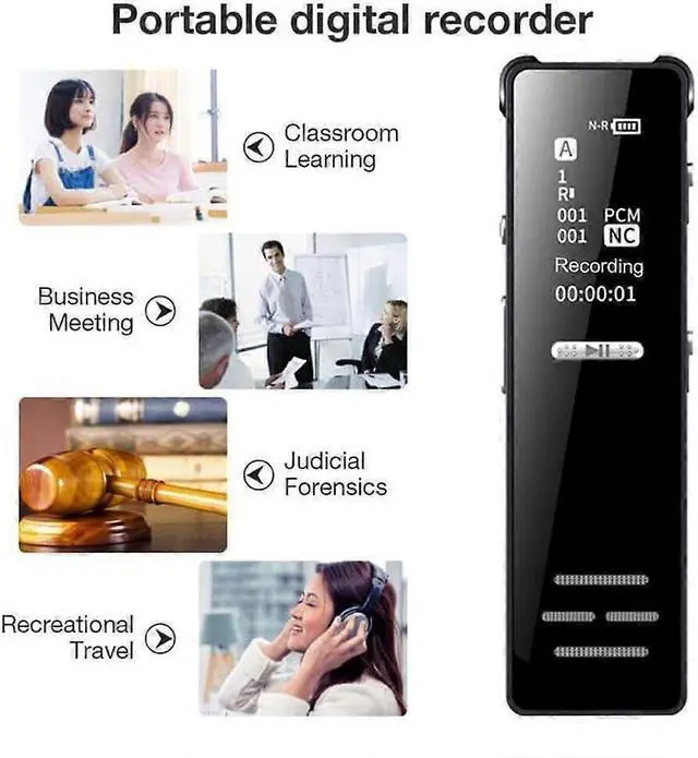 Alt view image 2 of 5 - Ecocleanpath Black Mini Voice Recorder with MP3 Player | 20H Recording, Voice Control, Noise Reduction